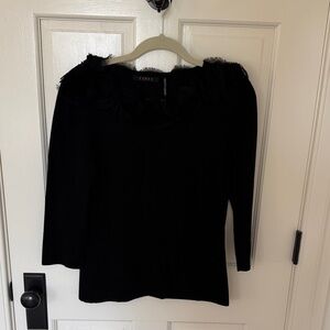 Cyrus Black Floral Appliqué Knit Top